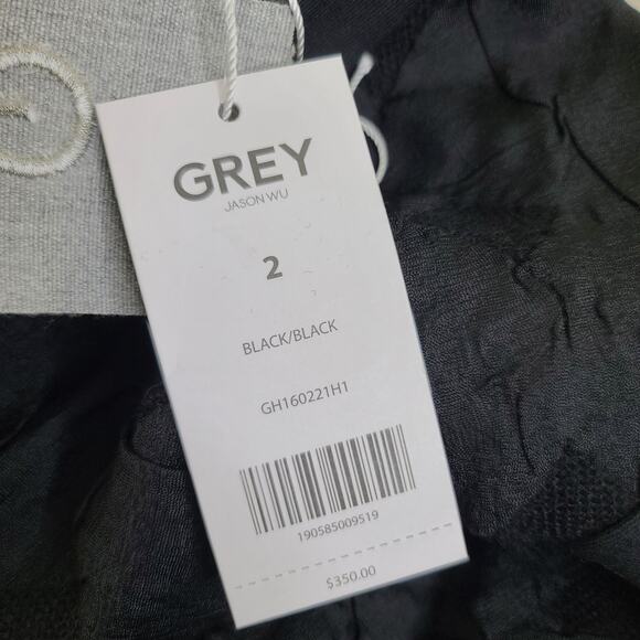 JASON WU GREY Short-Sleeve Boxy Jacquard Cloque Top Black Pocket Zip up 2 NEW - Picture 11 of 11